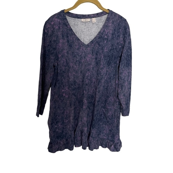 Logo Lori Goldstein Purple Blue Ruffle Tunic Small - Picture 1 of 7